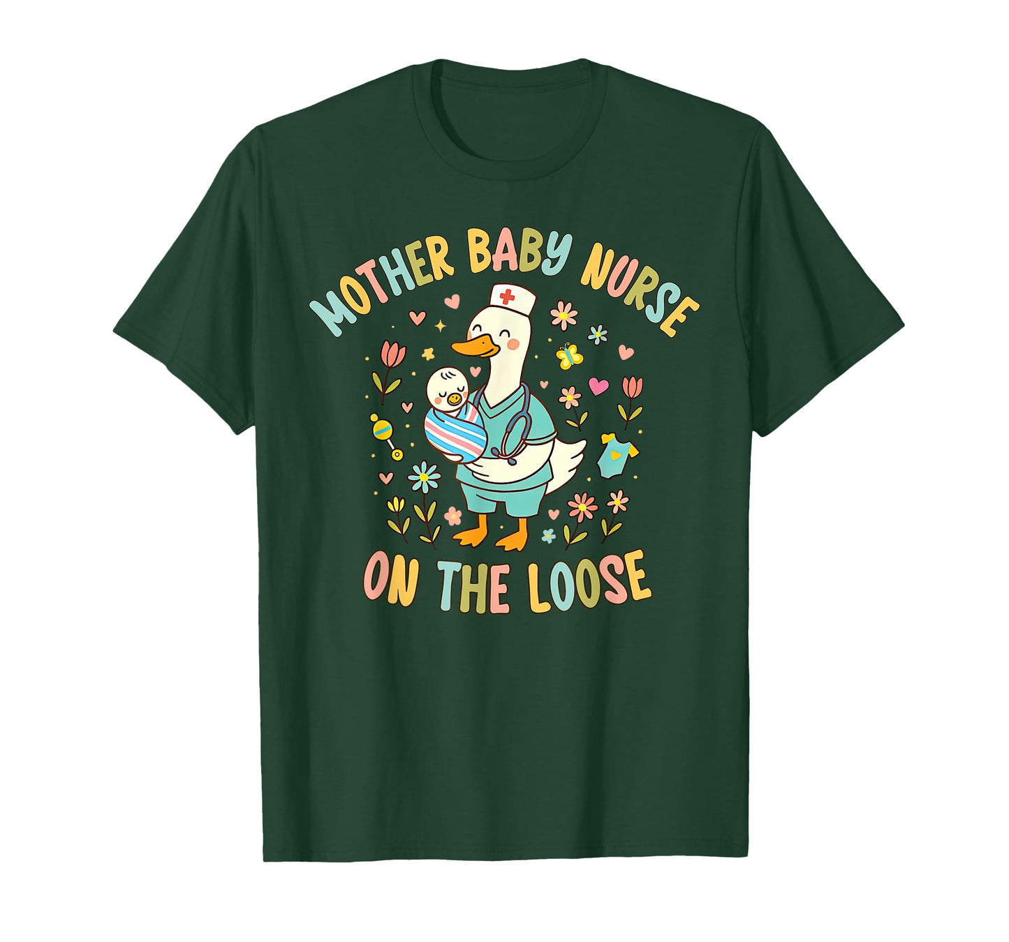 Cute Goose Mother Baby Nurse Postpartum Nurse RN Graduation T-Shirt