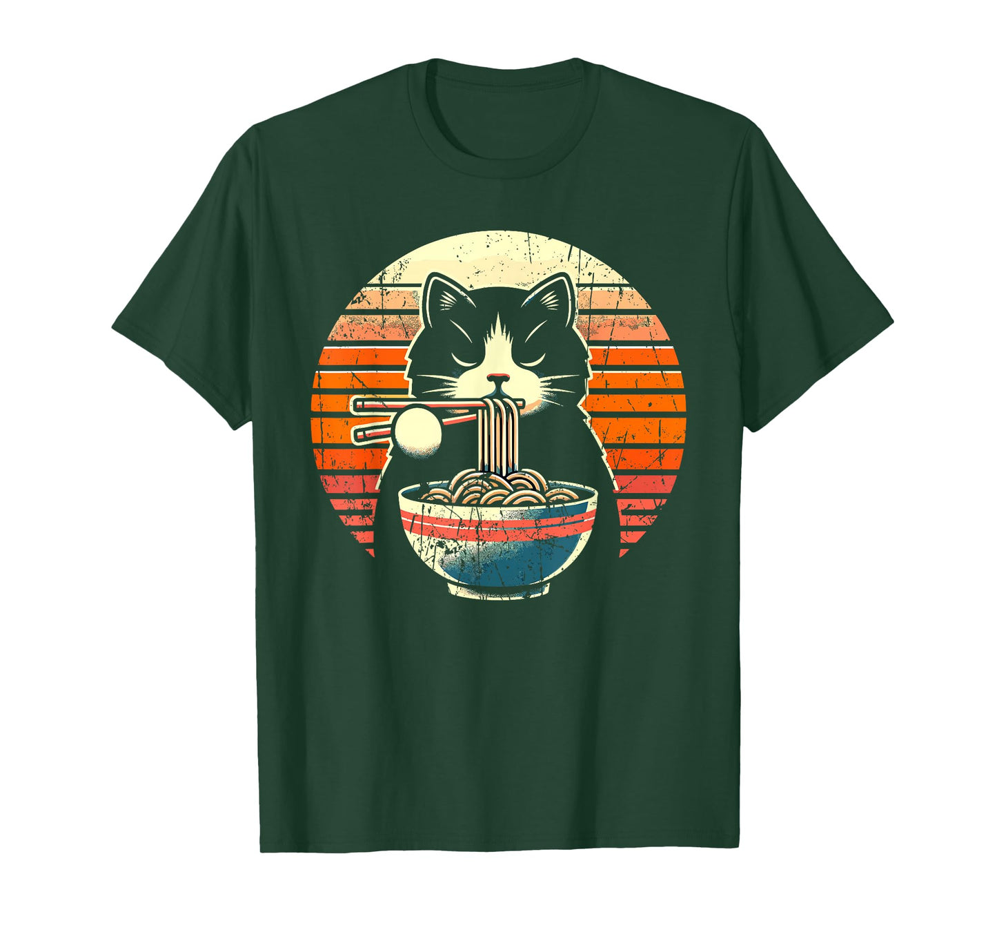 Anime Ramen Cat Retro Japanese Noodles Kawaii Cat T-Shirt
