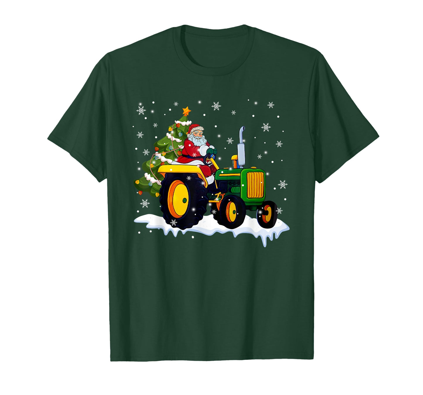 Christmas Santa Claus Riding Tractor Xmas Tree Tractor Lover T-Shirt