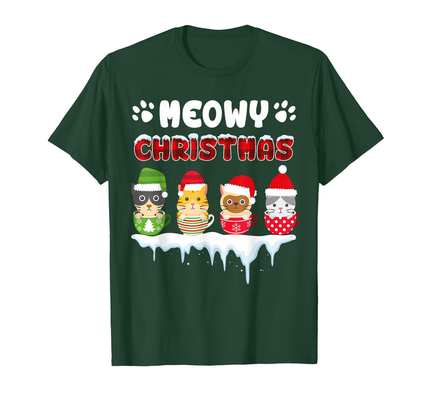 Funny Cat Meowy Christmas T-Shirt
