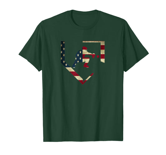 High School Baseball Catcher Gear American Flag Gift Sports T-Shirt