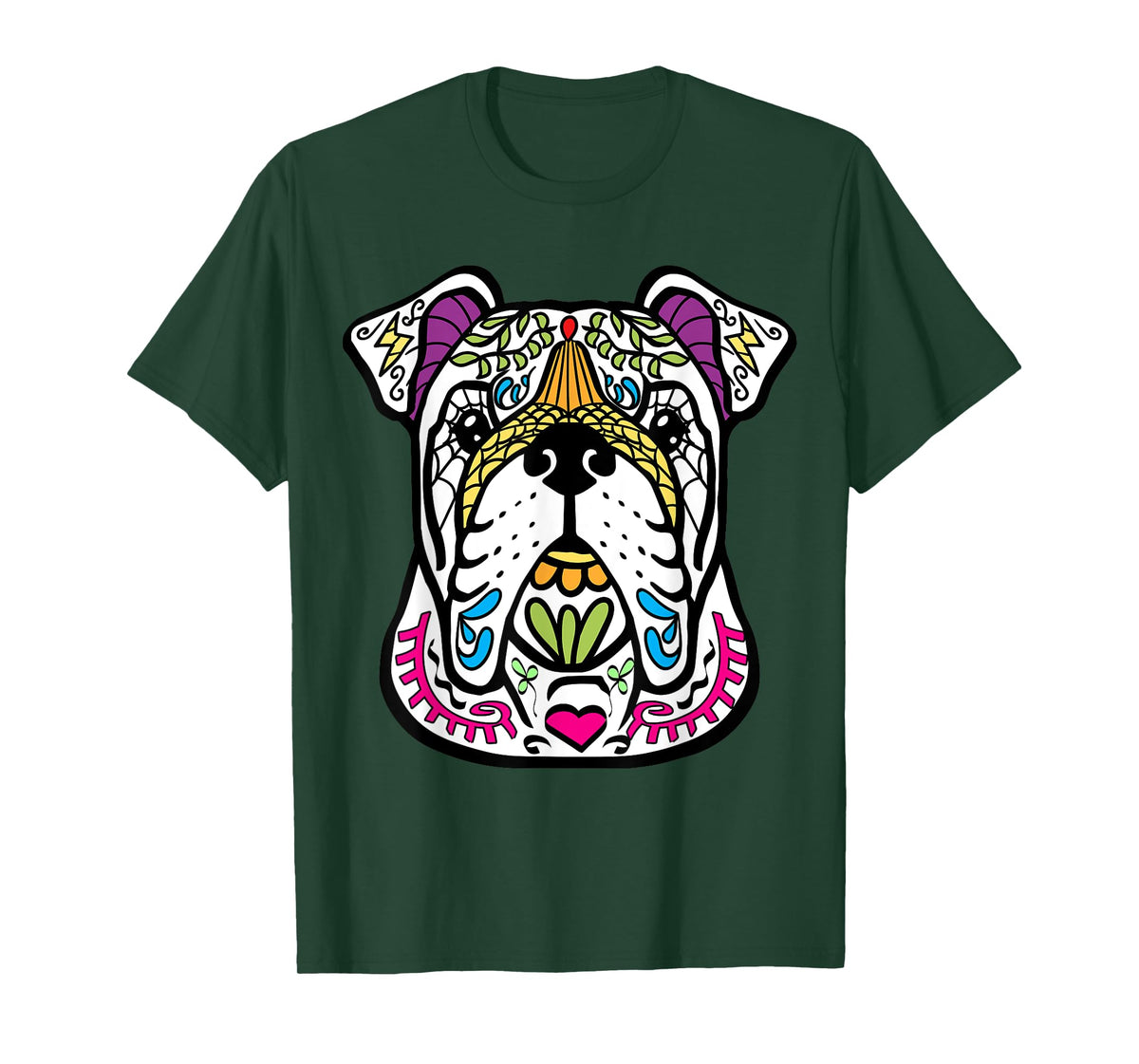 English Bulldog - Day Of The Dead Sugar Skull Dog Shirt Gift T-Shirt