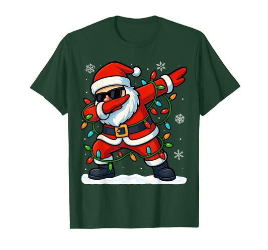 Dabbing Santa Christmas Girls Xmas Lights Boys Christmas T-Shirt