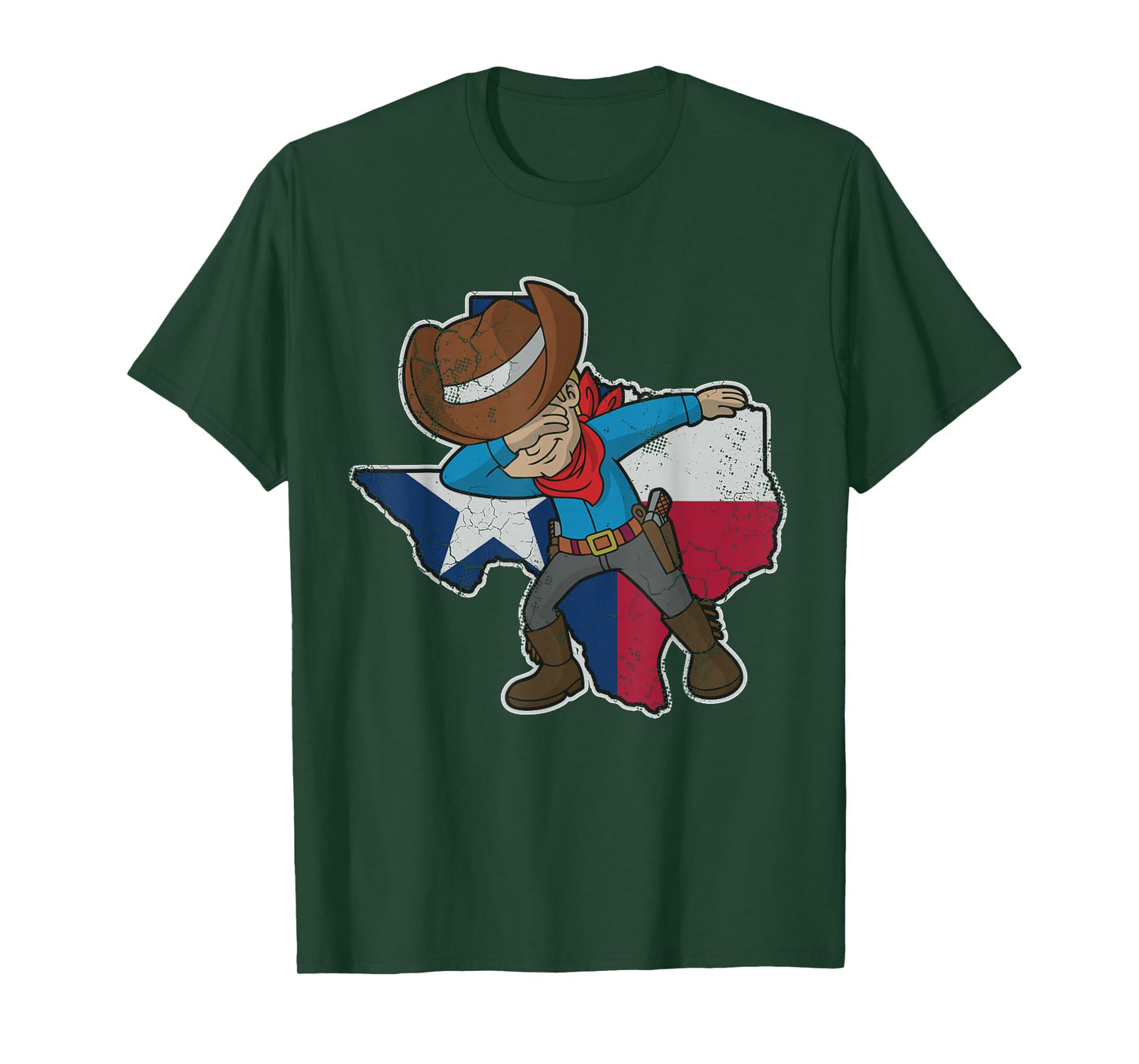 Dabbing Cowboy Texas Texan Flag Map Vintage Distressed Fade T-Shirt Small