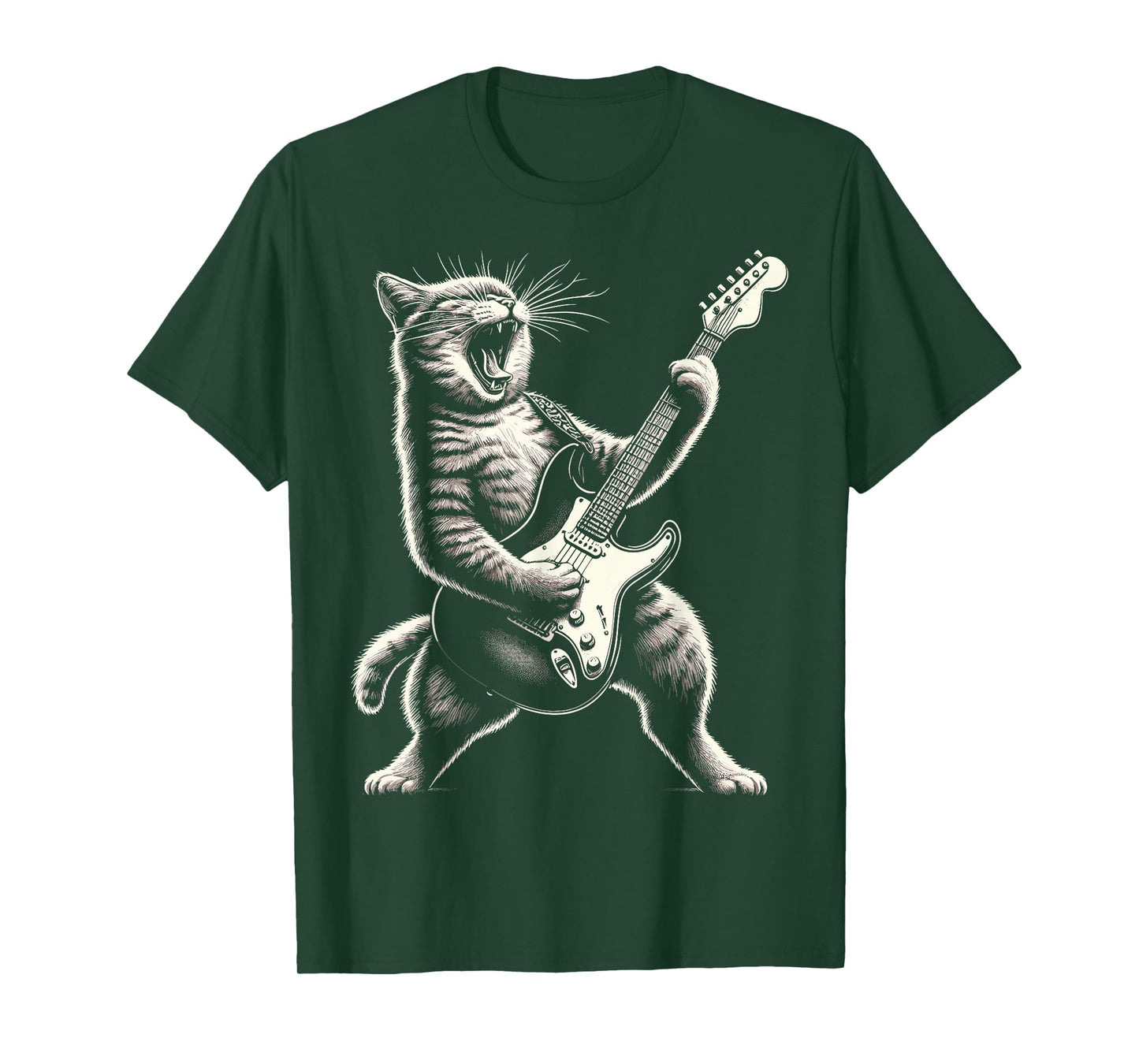 Cat Playing Guitar Rock and Roll T-Shirt