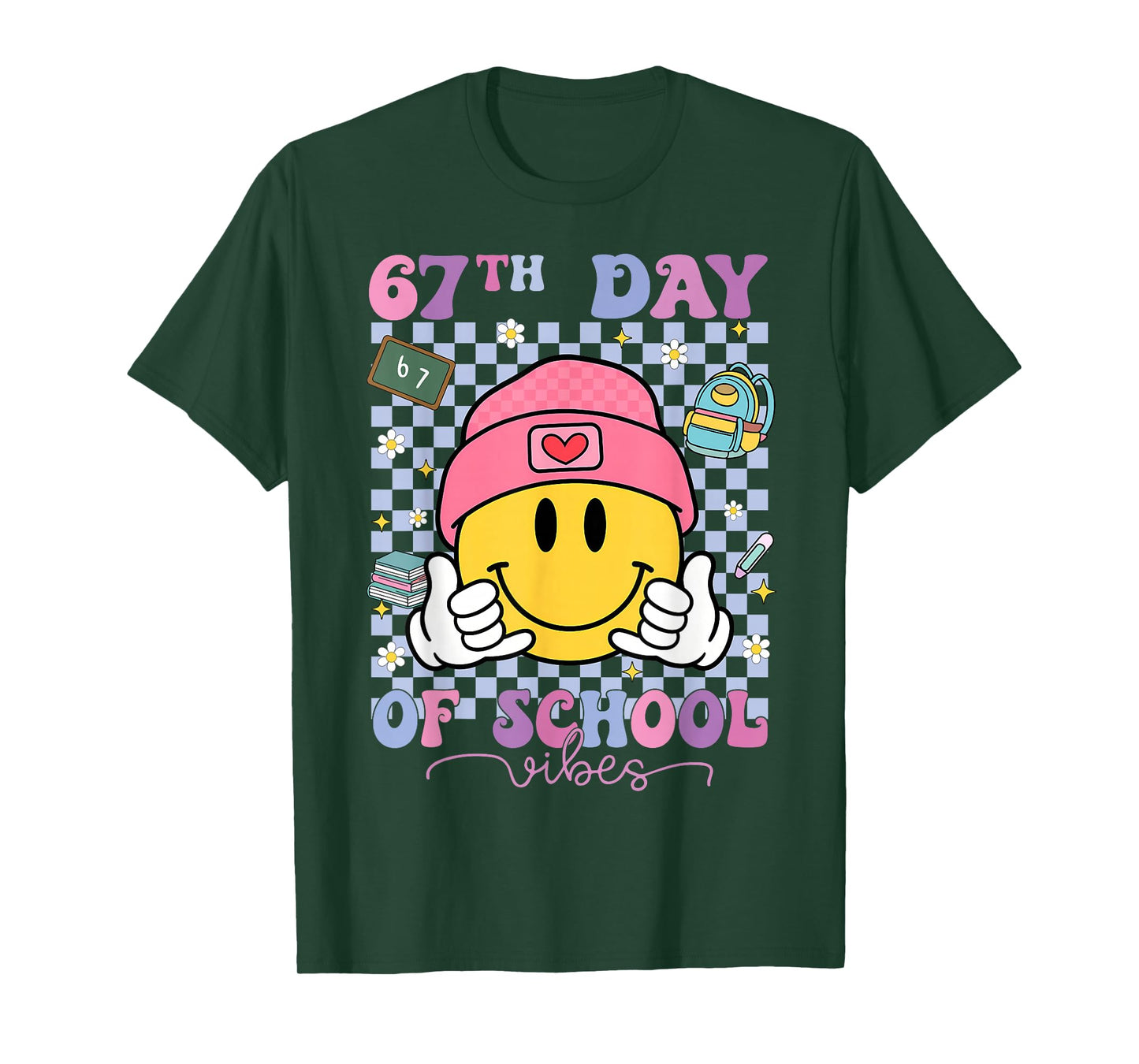 67th Day of School Vibes Funny Six Seven 100th Day of School T-Shirt