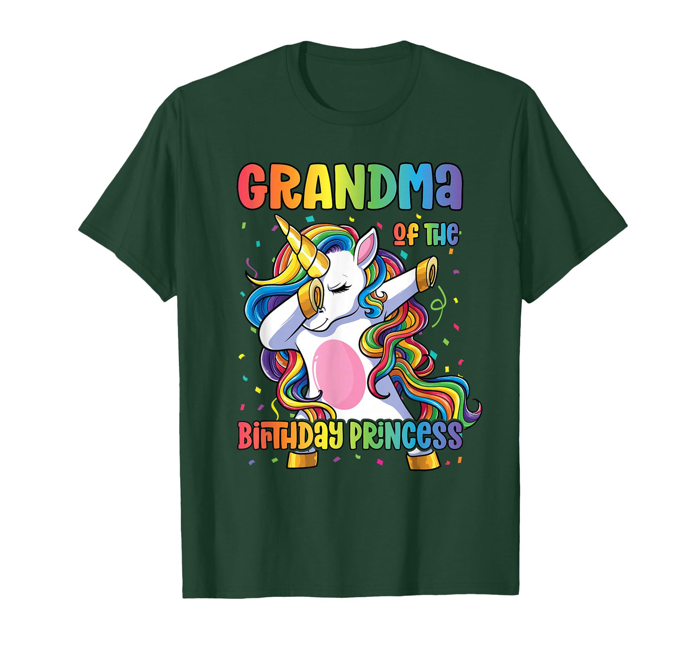 Grandma of The Birthday Princess Girl Dabbing Unicorn T-Shirt