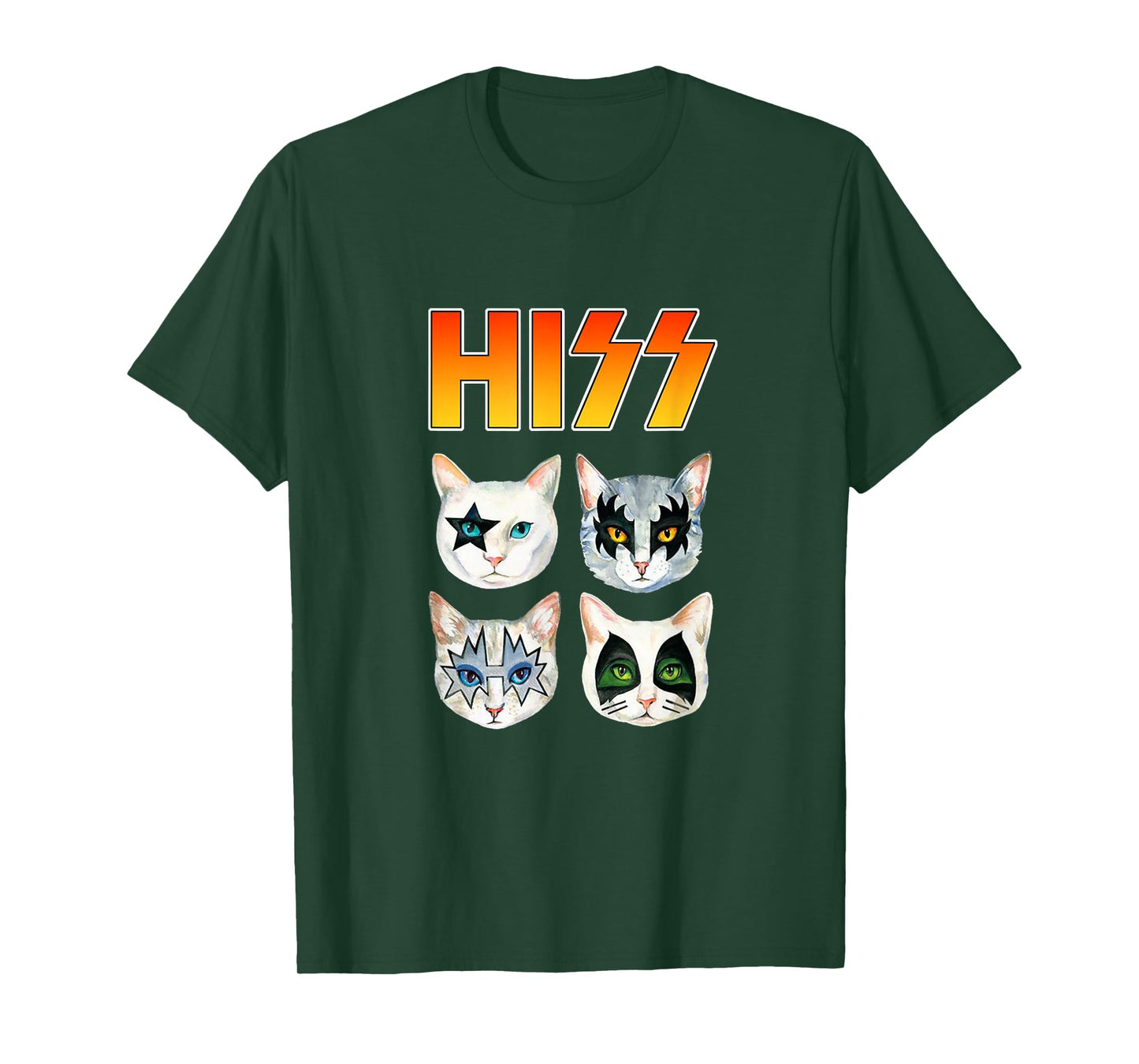 HISS Cat Kitten Meow Rocker Parody Band Funny Cat Lover Men Women Girls Kids T-Shirt