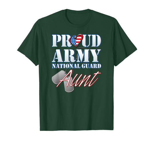 Proud Army National Guard Aunt USA Heart Flag Shirt T-Shirt