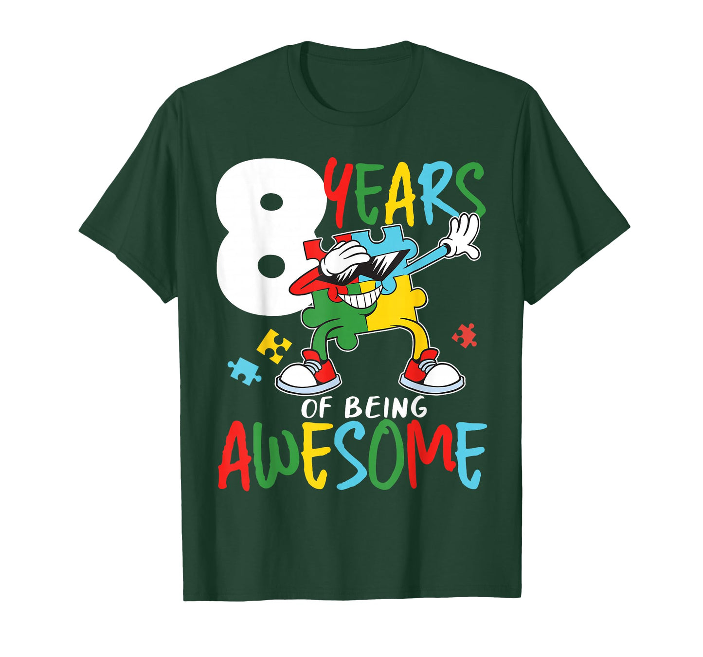 8 Year Old Birthday Autistic Boy Girl Autism Awareness T-Shirt