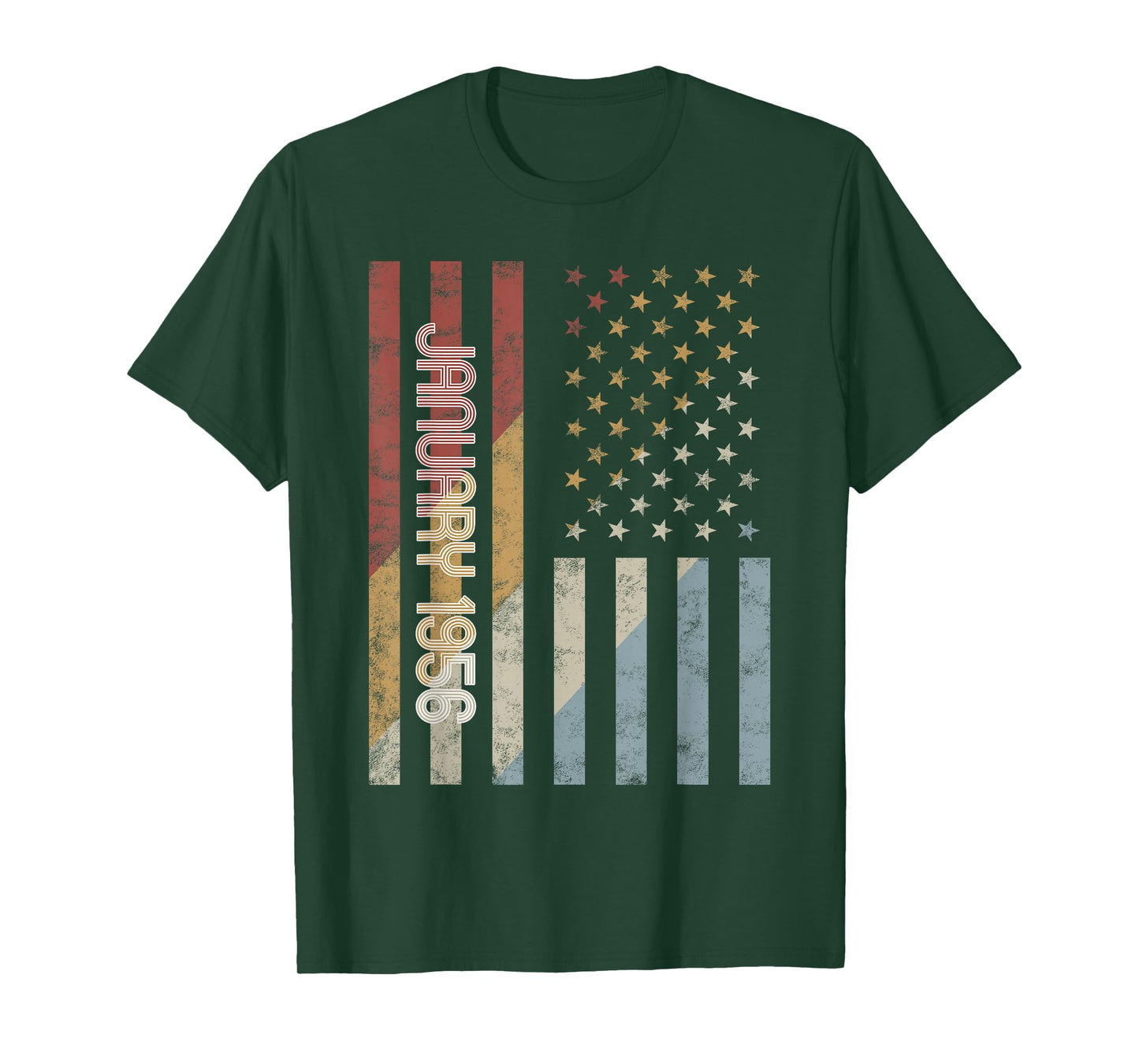 American Flag January 1956 Birthday Gift Retro USA T-Shirt