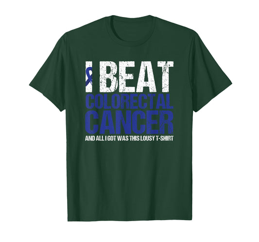 Colorectal Cancer Survivor Gifts I Beat Colon Cancer Blue T-Shirt