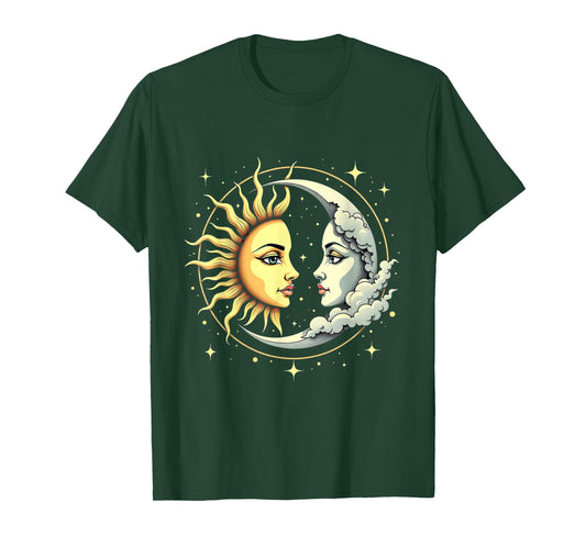 Boho Celestial Solar Sun Luna Astrology Moon Academia Woman T-Shirt