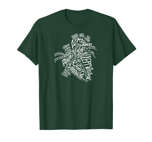 Anatomical Heart Medical White Word Cloud Line Art T-Shirt