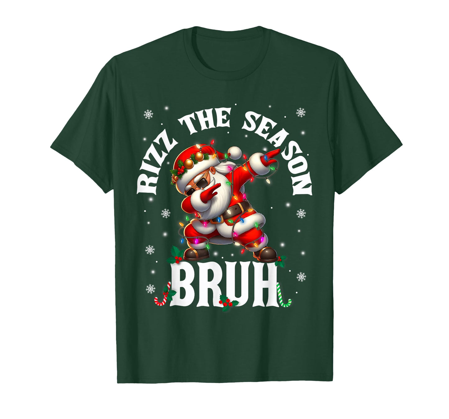 Rizz The Season Bruh Christmas Rizzmas Dabbing Santa Claus T-Shirt