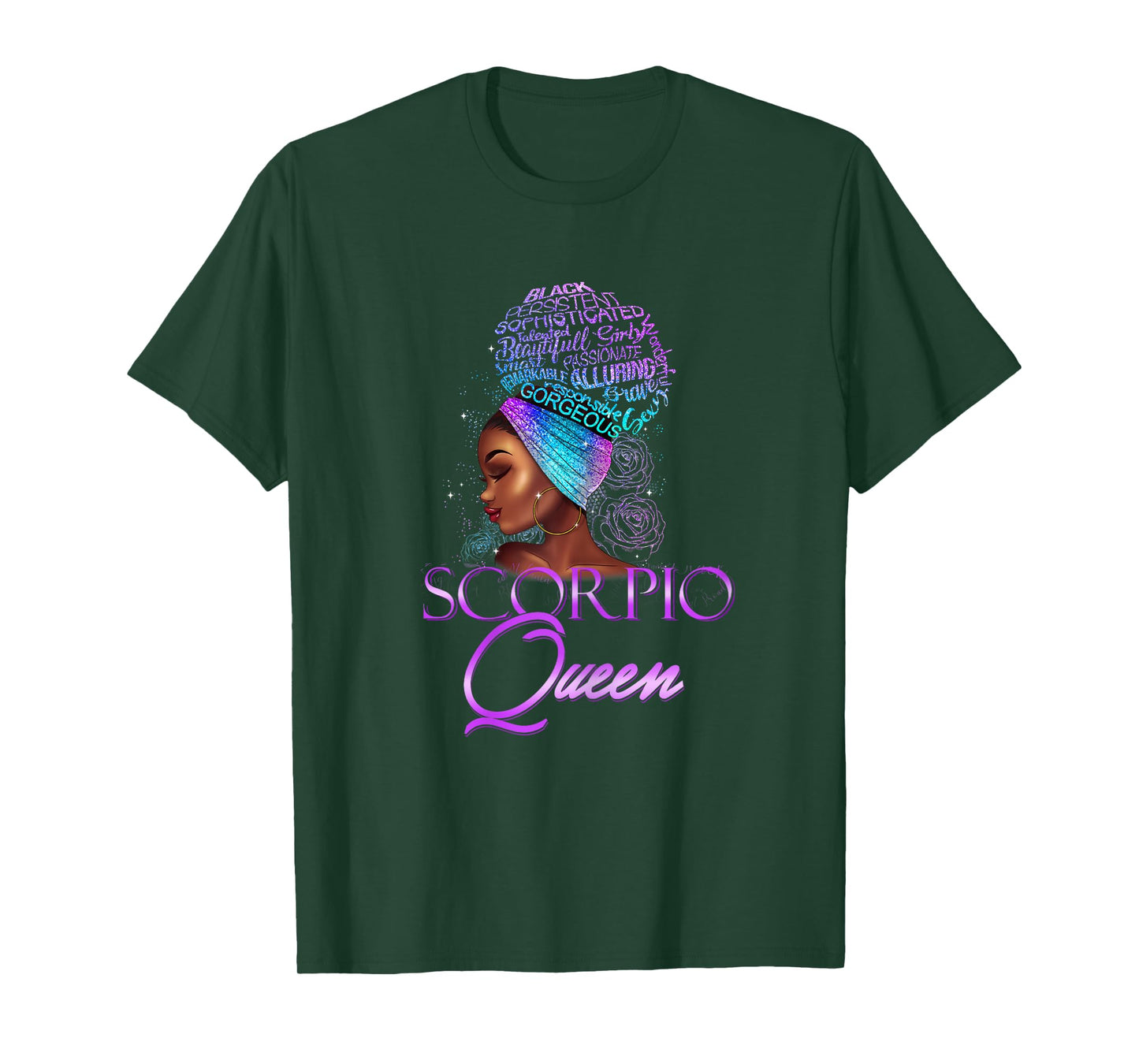 Purple Scorpio Queen African American Woman October November T-Shirt