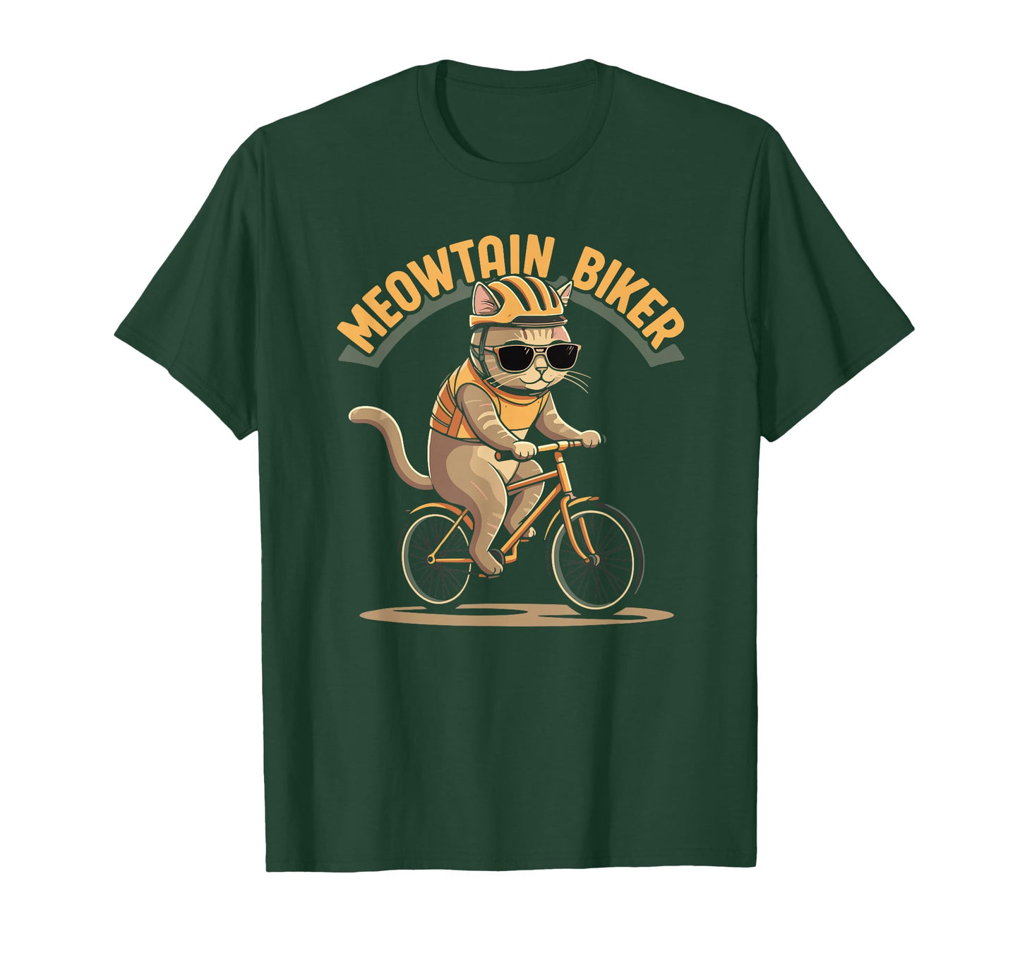 Meowtain Biker Cat MTB Funny Mountain Bike Rider Cyclist T-Shirt