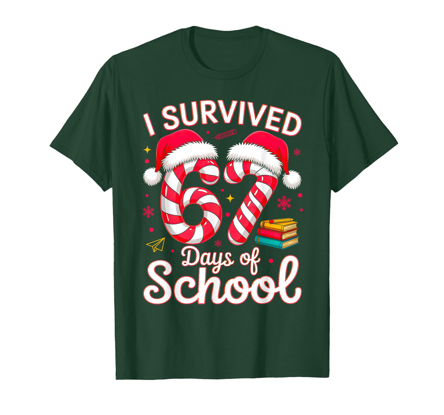 I Survived 67 Days of School Six Seven 6 7 Meme 67 Christmas T-Shirt