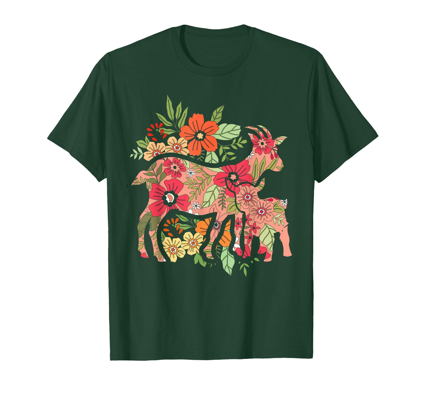 Agriculture Farm Animal Flowers Vintage Goat T-Shirt