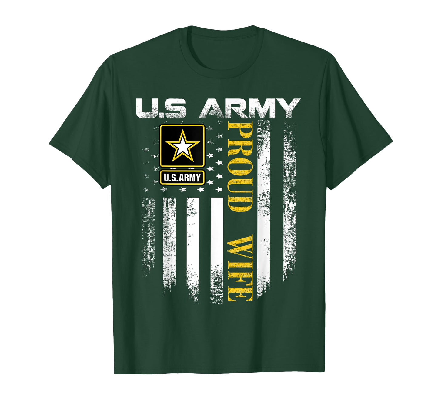 Vintage U.S. Army Proud Wife With American Flag Gift T-Shirt