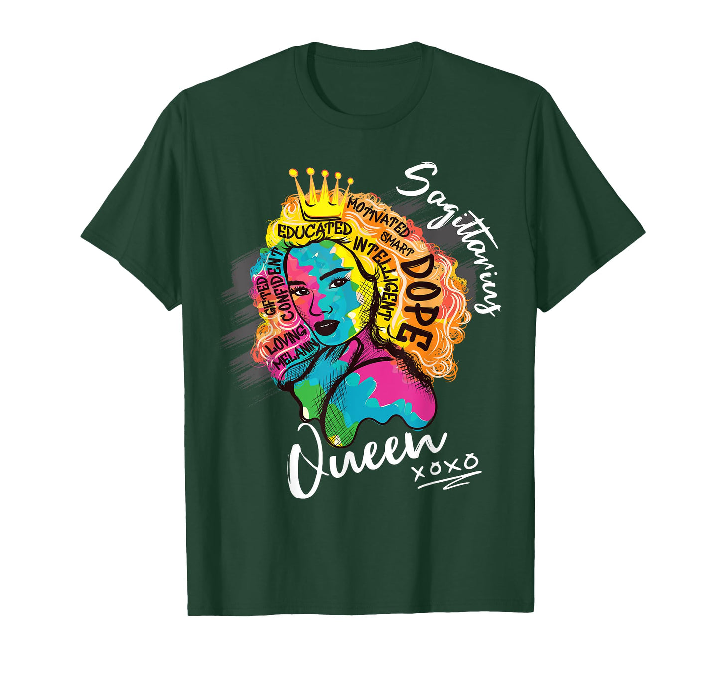 Sagittarius Queen Zodiac Sign With Dope Melanin Black Women T-Shirt