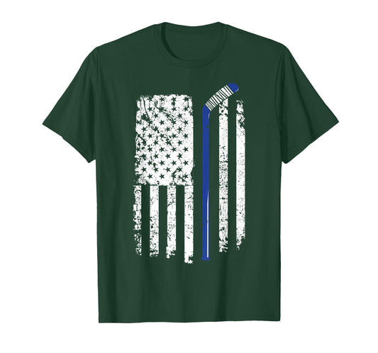 U.S. American Flag Hockey Player T-Shirt T-Shirt