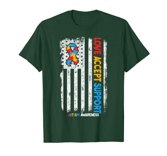 Autism Shirt Autistic Love Accept Support Autism Awareness T-Shirt