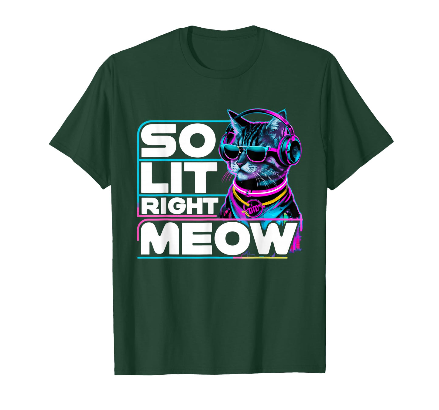 DJ Cat So Lit Right Meow EDM Techno Rave Party Festival 2025 T-Shirt