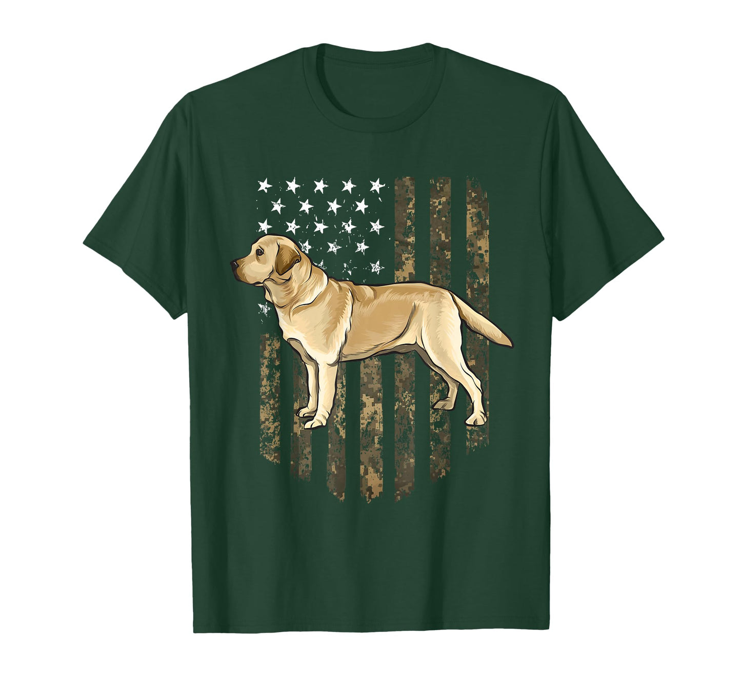 Camo American Flag Yellow Labrador Retriever 4th of July USA T-Shirt