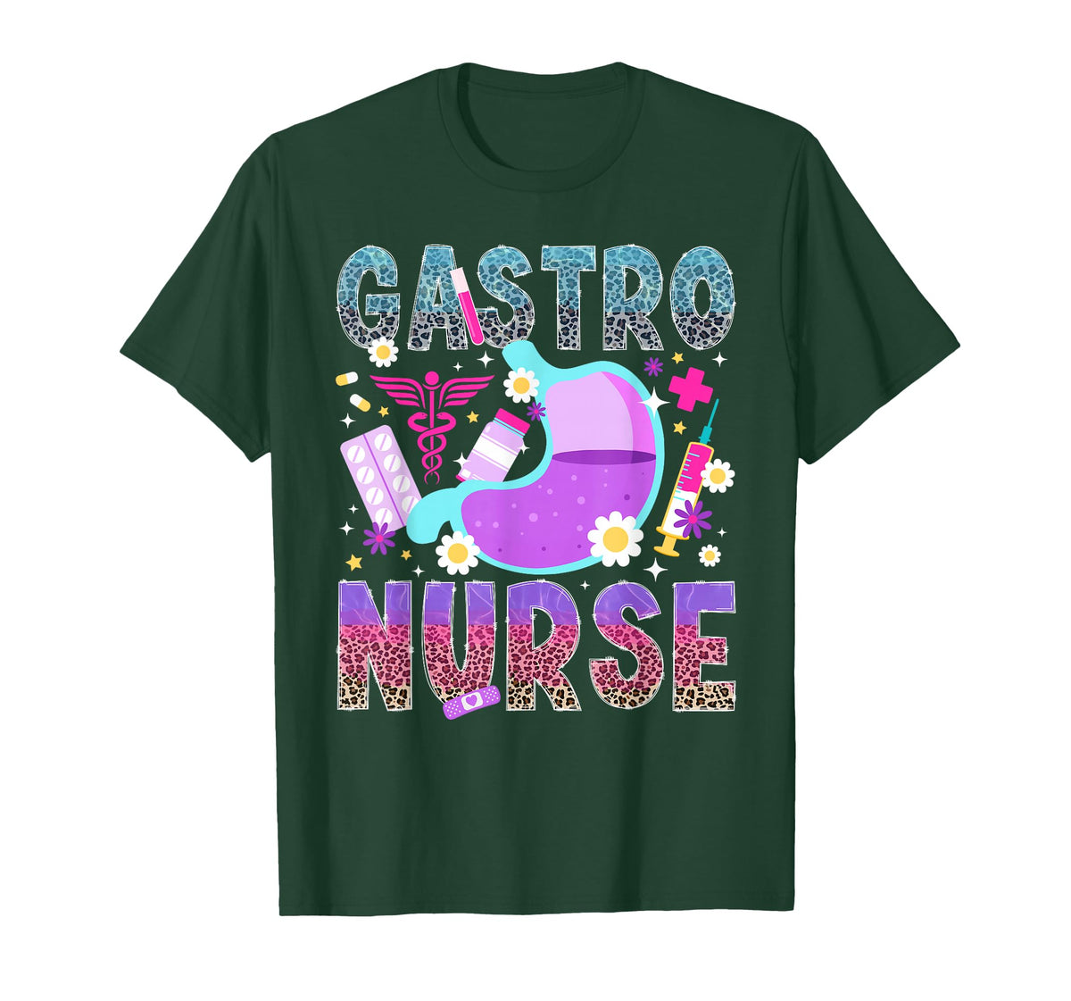 Gastro Nurse Leopard GI Nurse Gastroenterology Nurse T-Shirt