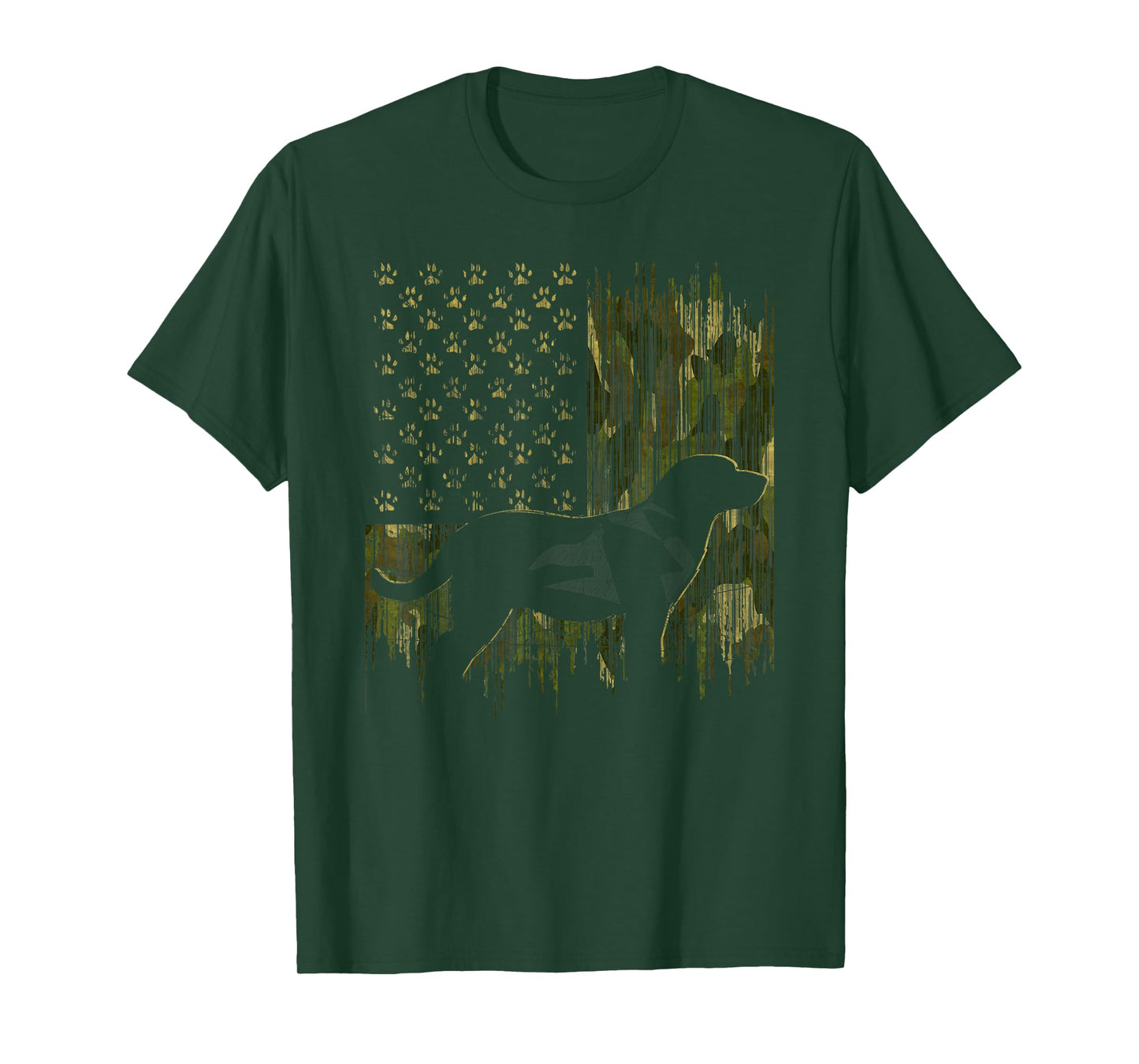 Vintage Camouflage USA Flag Love Labrador Dog Lab Silhouette T-Shirt