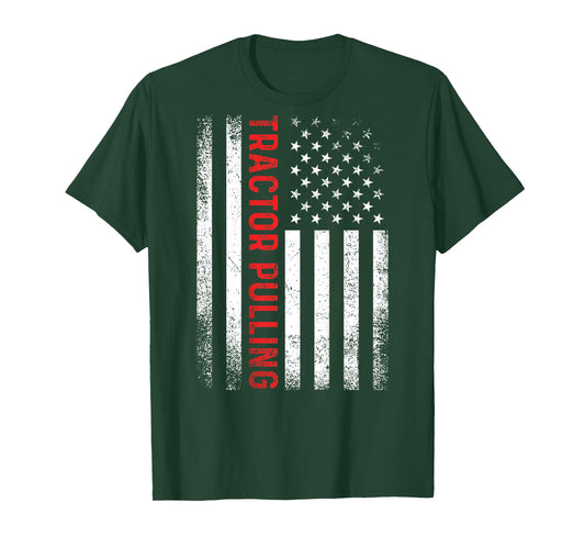 Tractor Pulling Cool USA American Flag Vintage Father's Day T-Shirt