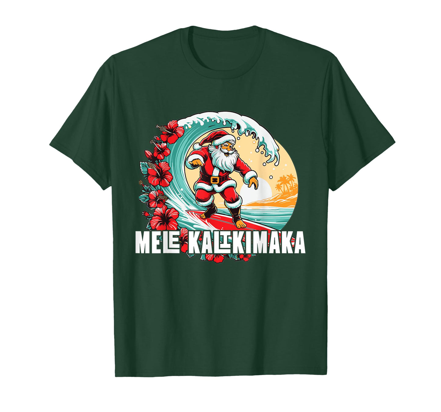 Mele Kalikimaka Hawaii Santa Hawaiian Christmas T-Shirt