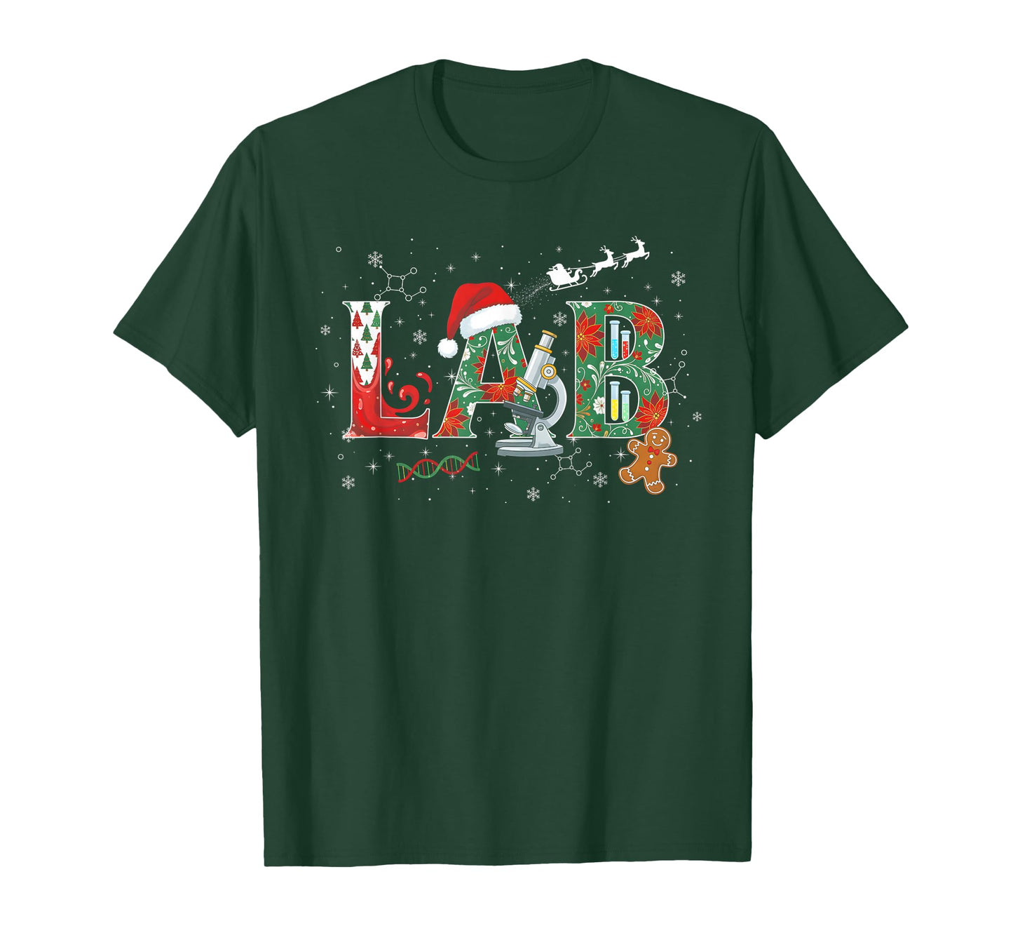 Lab Christmas Laboratory Technician Science Xmas Scientist T-Shirt