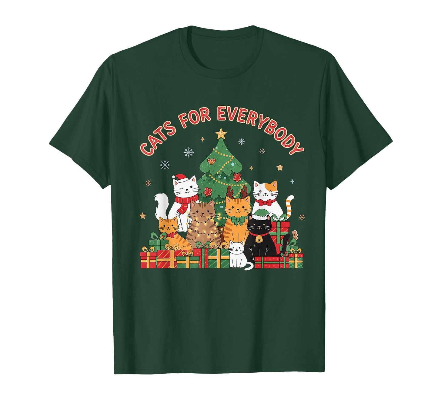 Cats for Everybody Christmas Cat Funny Xmas Women Santa T-Shirt