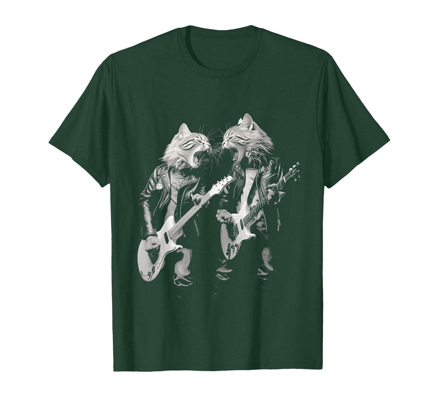 Rock Cat Playing Guitar Funny Guitar Cat Design Mens Womens T-Shirt