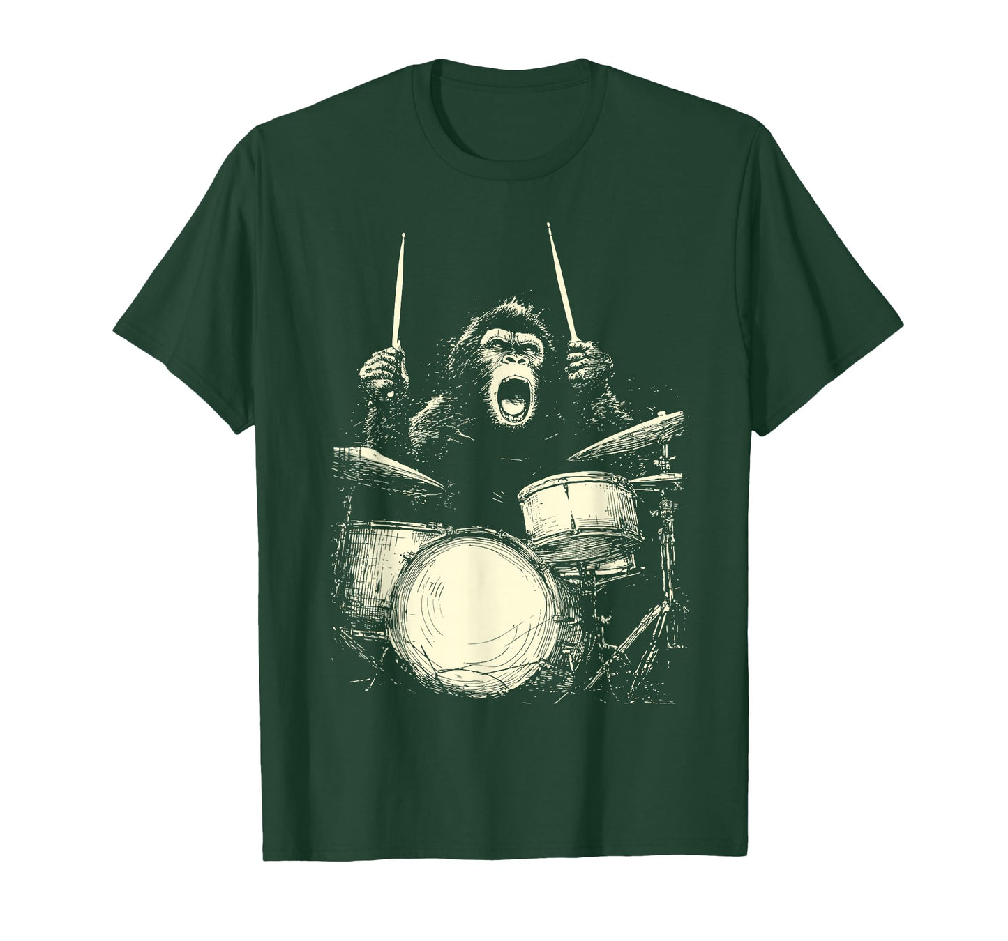 Chimpanzee Playing Drums Funny Music Animal Drummer Graphic T-Shirt