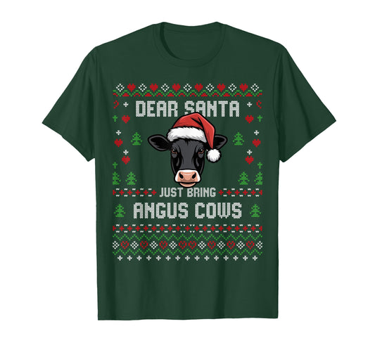 Angus Cows Christmas Beef Cattle Ugly Xmas Sweater Rancher T-Shirt
