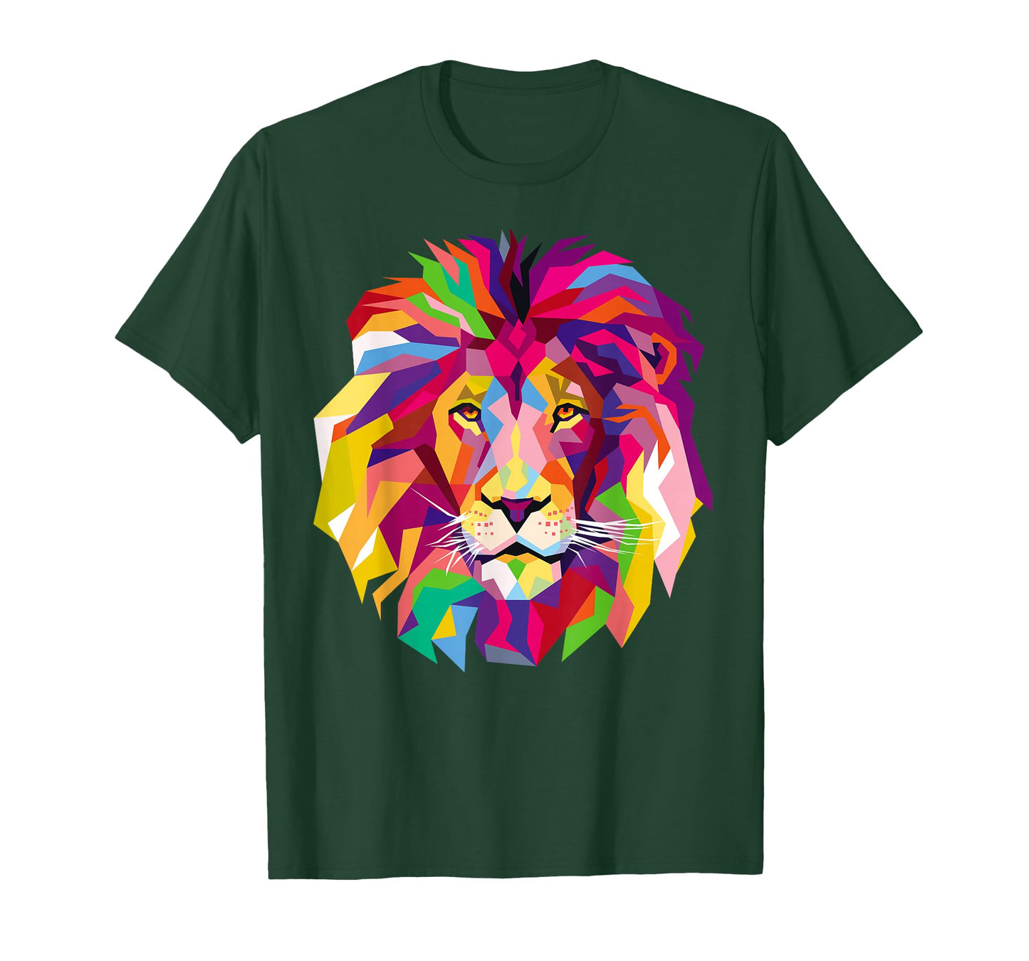 Elegant, Cool Lion Head Design with Bright Colorful T-Shirt Small
