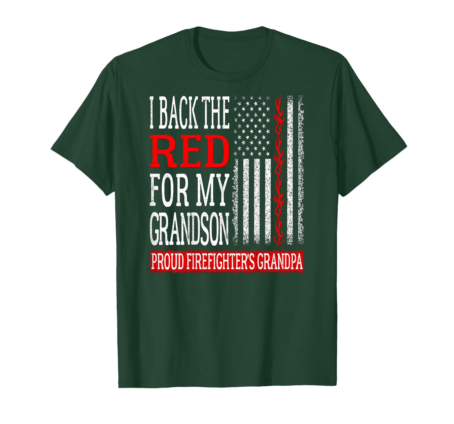 Mens I Back The Red For My Grandson Firefighter's Grandpa Family T-Shirt