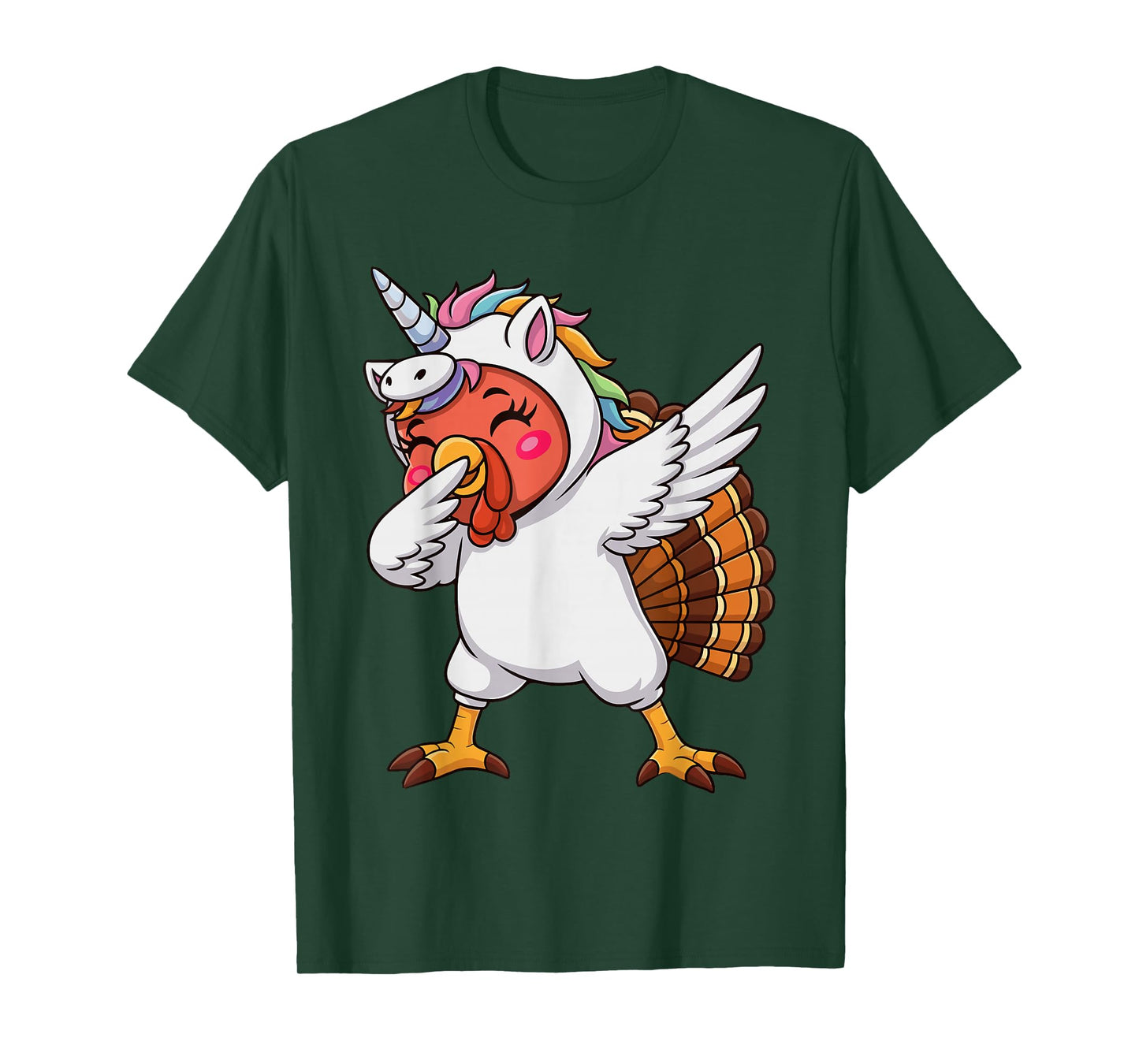 Funny Dabbing Turkey in Disguise Unicorn Thanksgiving Girls T-Shirt