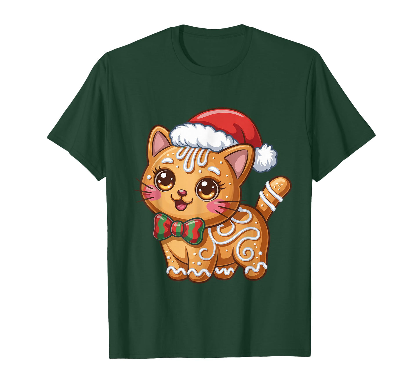 Gingerbread Cat Christmas Cat Lover Xmas T-Shirt