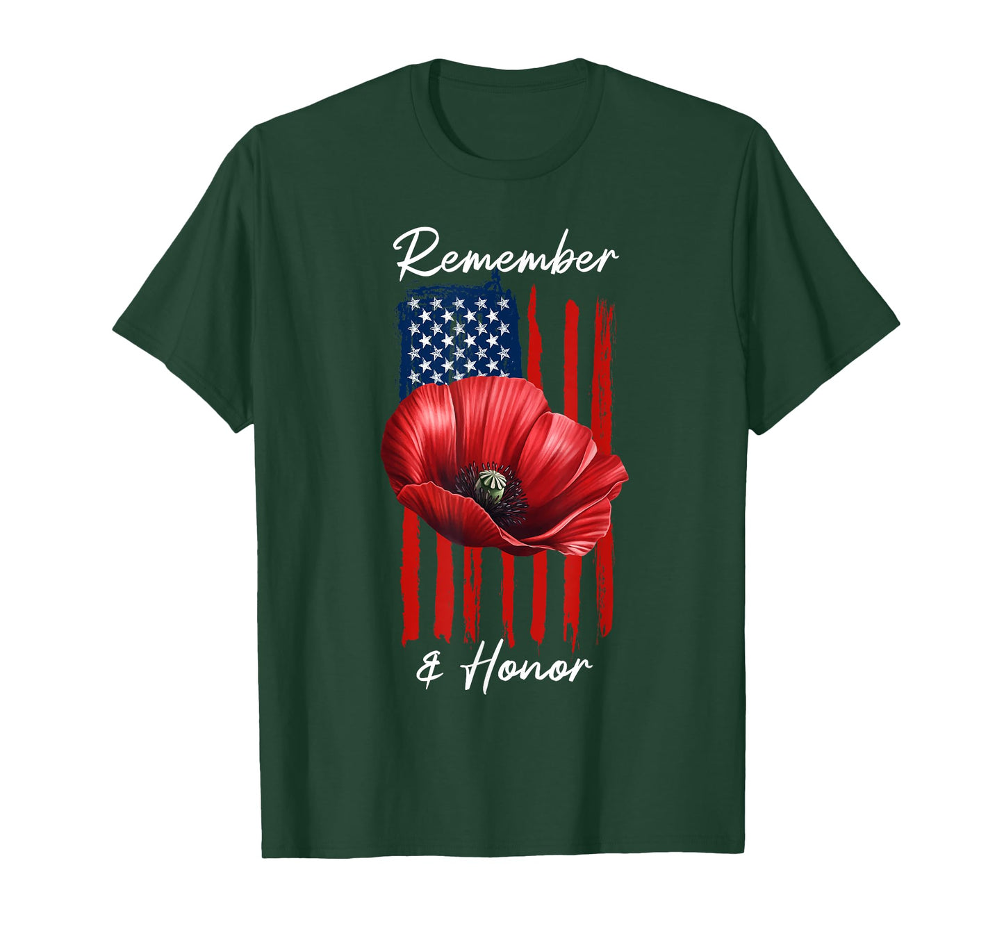 Veterans Day USA Memorial Day Red Poppy Flower Military T-Shirt