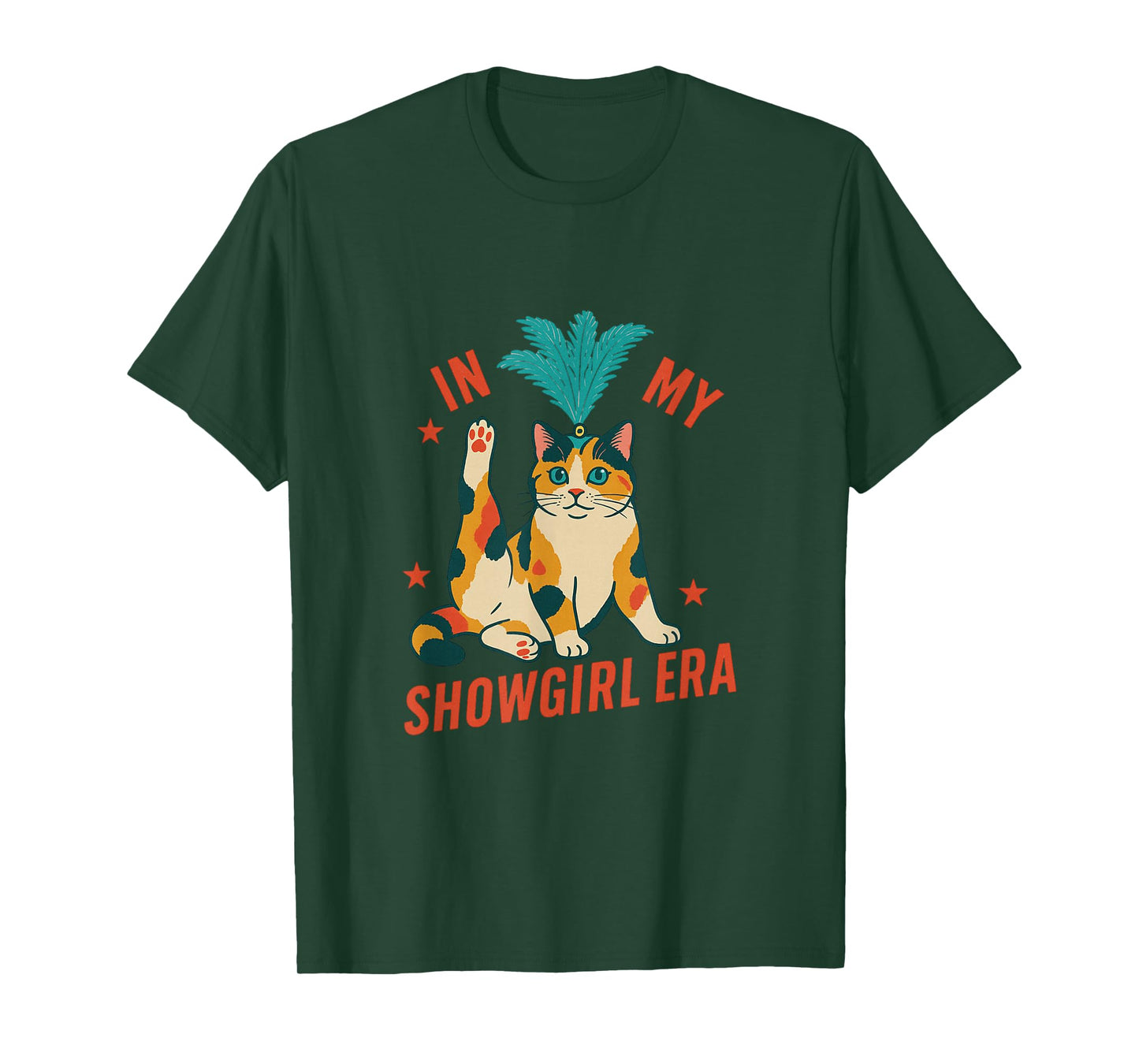 Funny Cat in Showgirl Costume Retro Humor T-Shirt