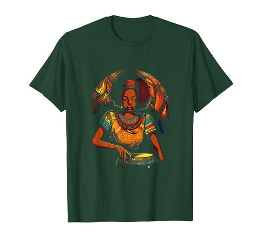 Djembe Drum African Woman Girl Jembe Player Drummer Drumming T-Shirt