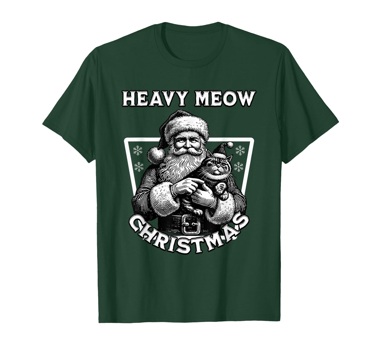 Heavy Meow Christmas Funny Cat Santa T-Shirt