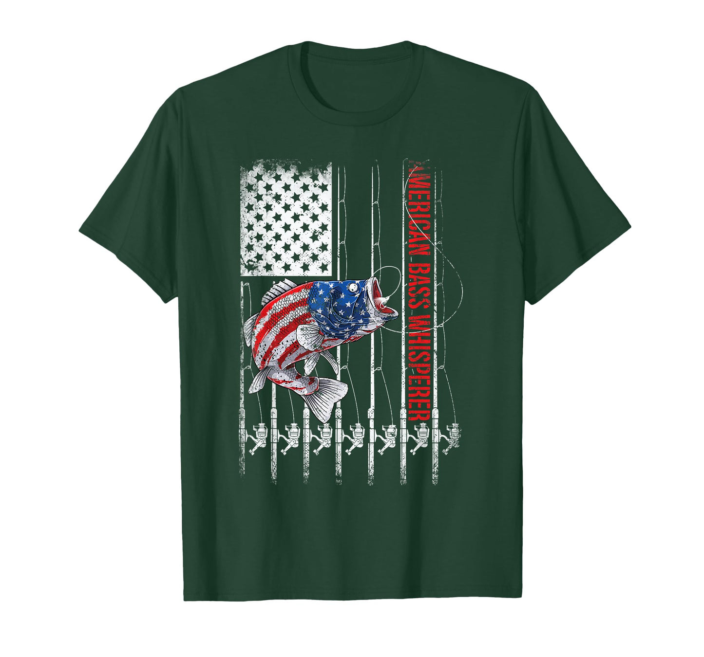 American Flag Bass Whisperer Fisherman T-Shirt