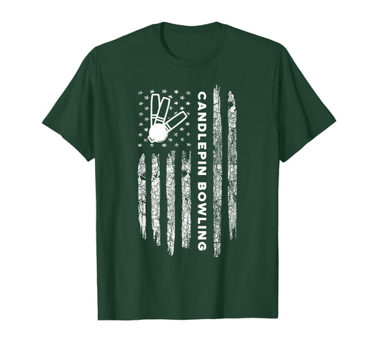 American Flag Candlepin Bowling - Vintage Candlepin Bowling T-Shirt