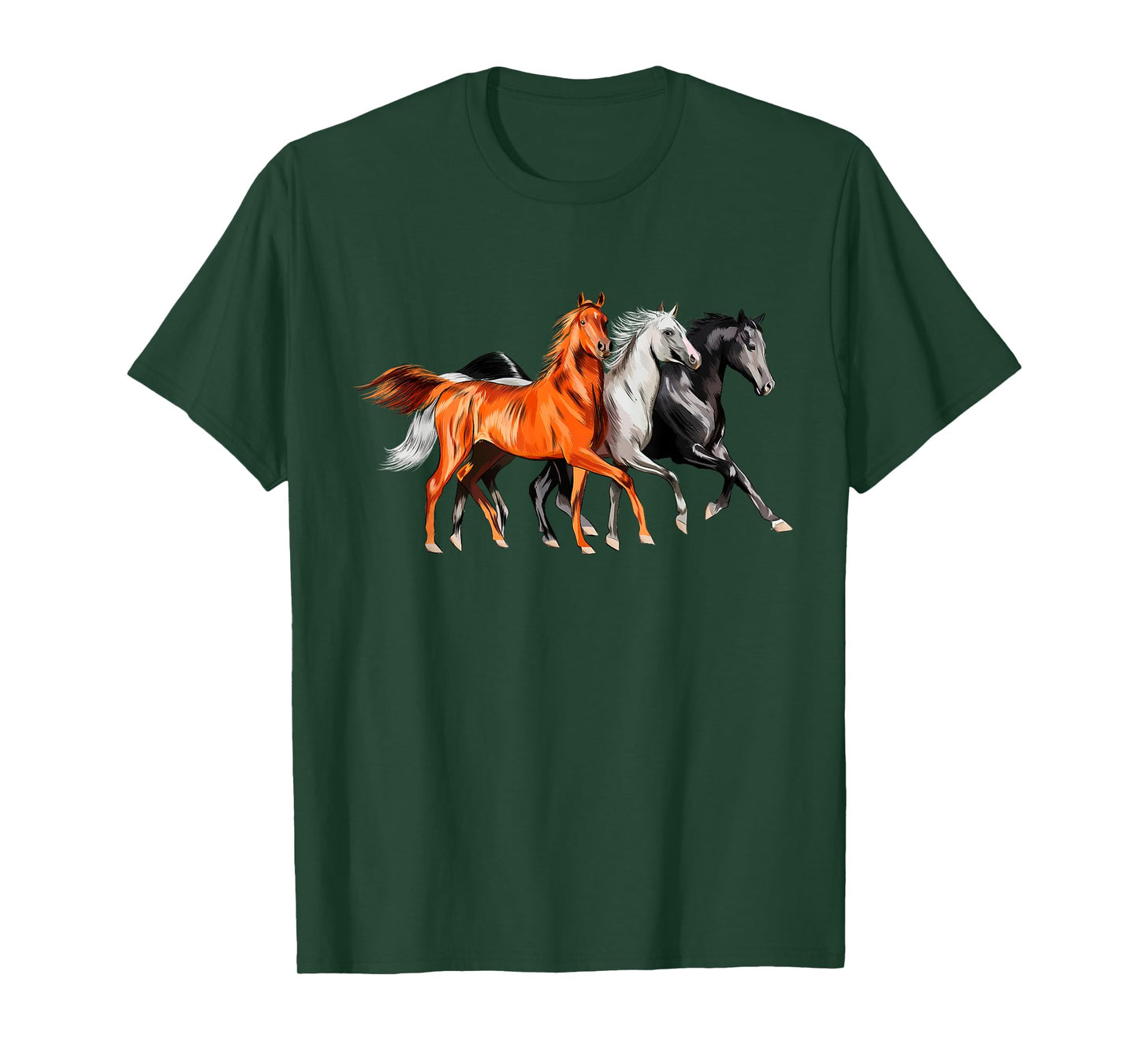 Cool 3 Wild Horses Running Around Vintage Novelty T-Shirt