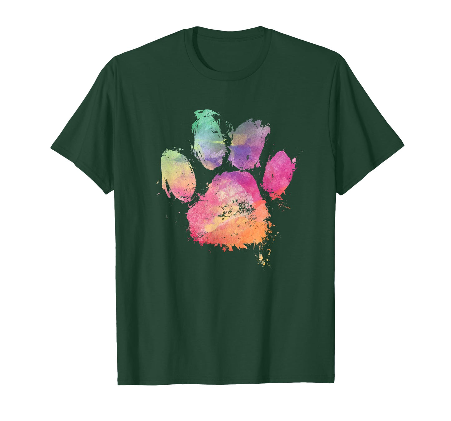 Cat Dog Paw Print Watercolor Rainbow Abstract Animal Lover T-Shirt